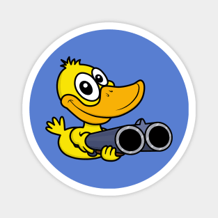 Cool yellow duck with a gun is hunting you Magnet